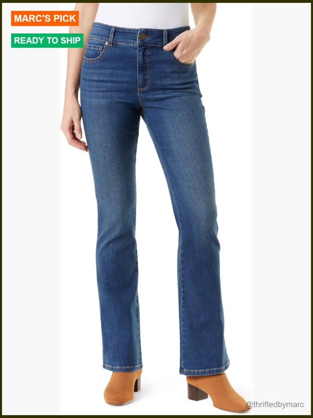 High Rise Boot Cut Jeans with Tummy Control, Stretch Denim, 32" Inseam